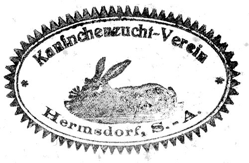 Stempel des am 01.10.1912 gegründeten Kaninchenzucht-Verein "Gut Wurf" für Hermsdorf und Umgebung.